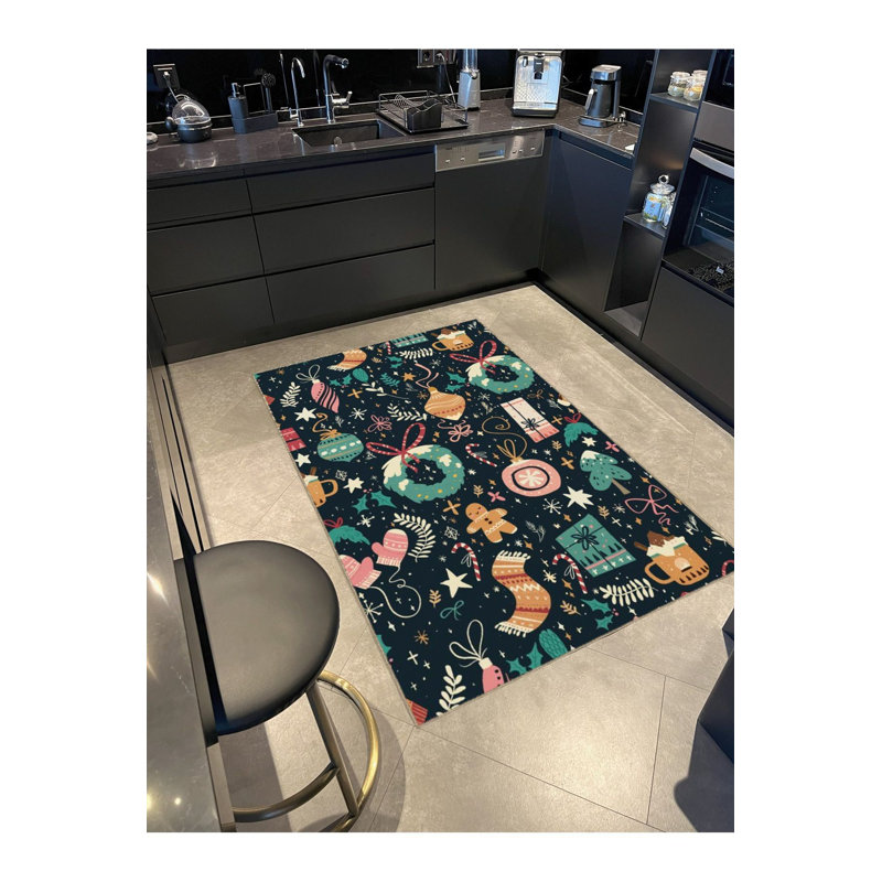 Tapis multicolore multicolore de Noël Nouvel An, Tapis de couloir 2 pi 6 po x 9 pi 10 po