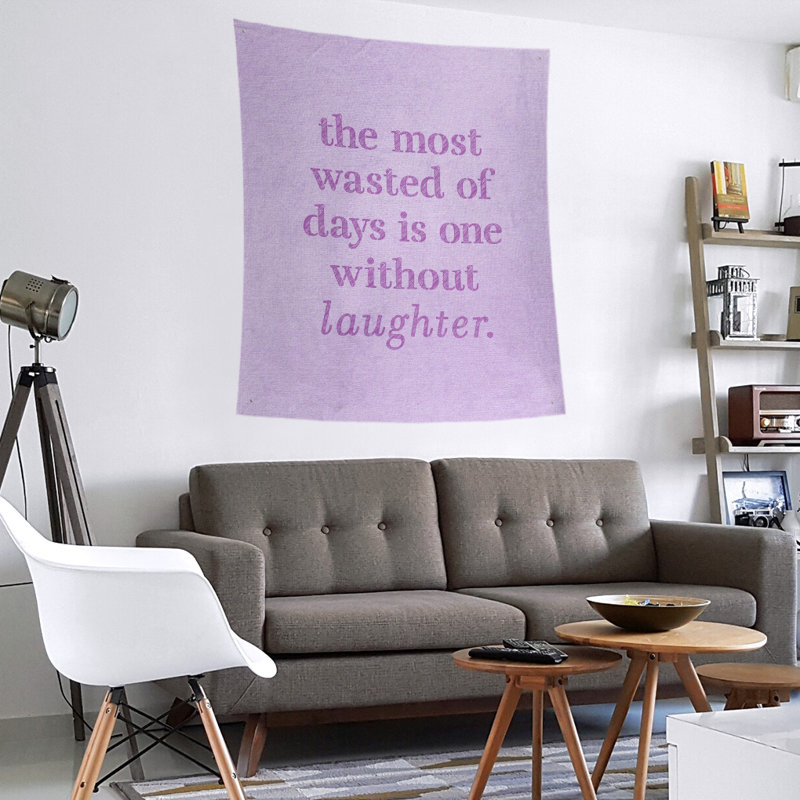 Tapisserie en polyester pour citation de rire, H 60 po x l 51 po, Violet