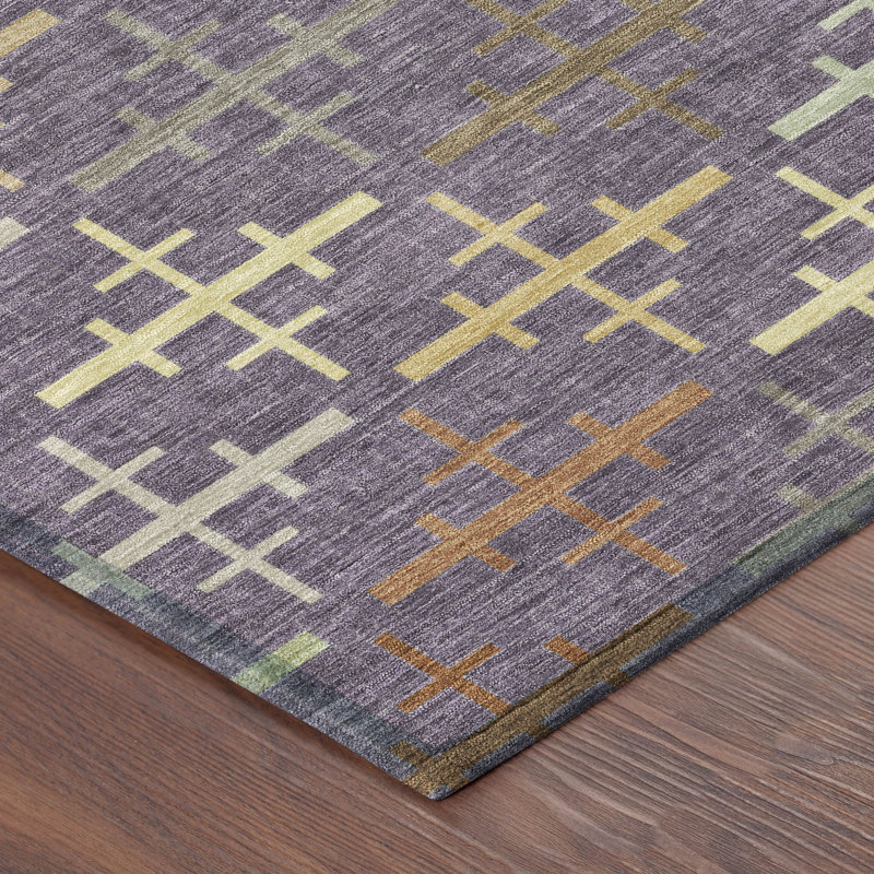 Machine Washable Indoor/Outdoor Chantille ACN2850 Geometric Rug, 1'8" x 2'6", Plum
