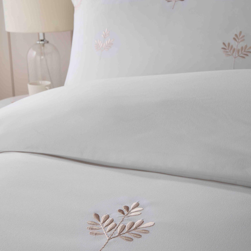 Emily Embroidery Polyester Floral Duvet Cover Set with Pillowcases, Single Duvet Cover Set + 1 Pillowcase