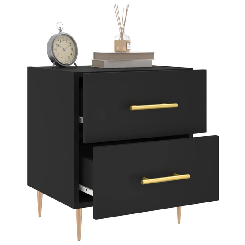 40cm W Iron Bedside Table, Concrete Grey, Individual