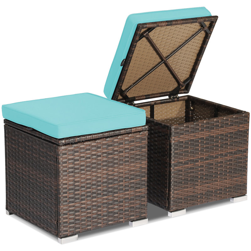 Repose-pieds d'extérieur avec coussin Brynjar, Turquoise