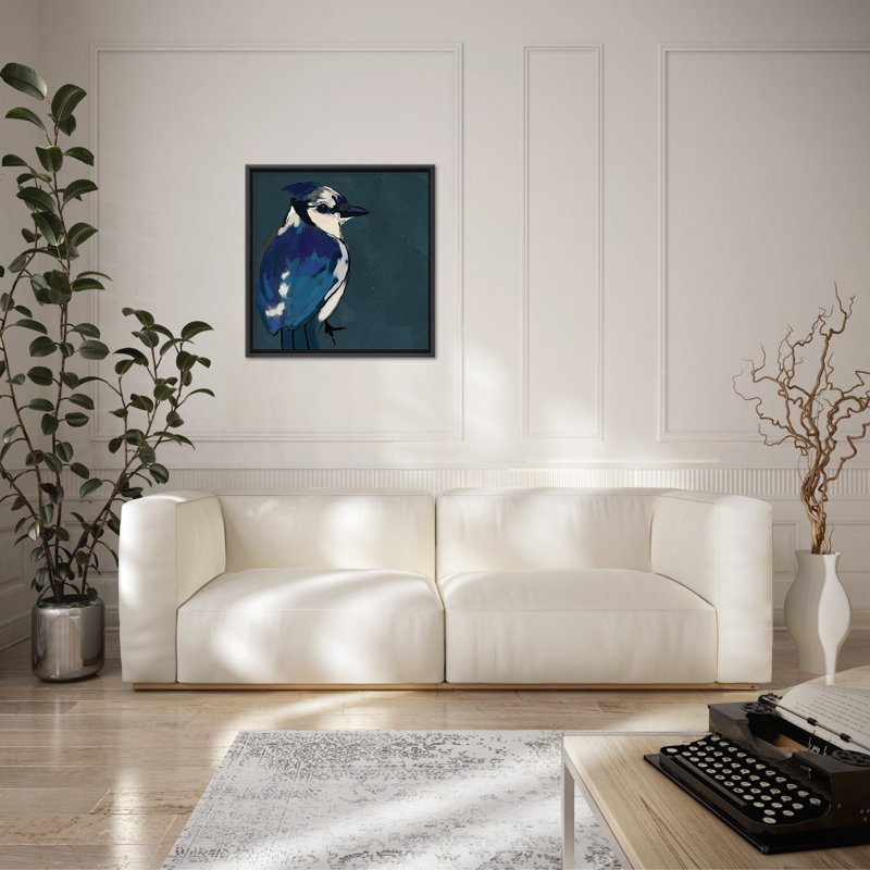 Nature Inspired Azure Aviary, 16" H x 16" W, Black, Floated Framed Canvas