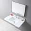 Dessus de meuble-lavabo de 37 po en pierre frittée dorée, lavabo en céramique rectangulaire, 3 trous de robinet + dosseret en pierre 37 po, lavabo rectangulaire, trous, avec inclus