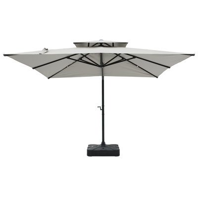 Kierson 118.11 " W Square Rotating Cantilever Umbrella with Crank Lift , Counter Weights Included