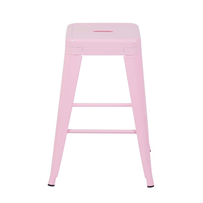 Tabourets de bar en métal sans dossier peu encombrants avec assemblage sans outil, Rose