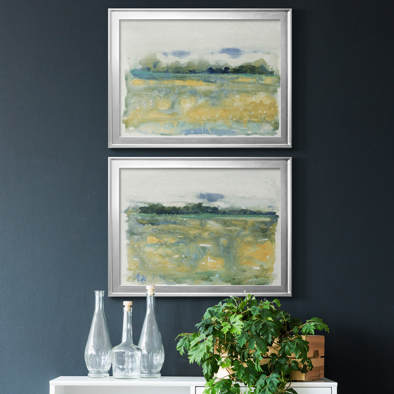 «Flowing Landscape I», ensemble de 2 reproductions de cadres photo, Argent argent, H 36,5 po x l 53 po