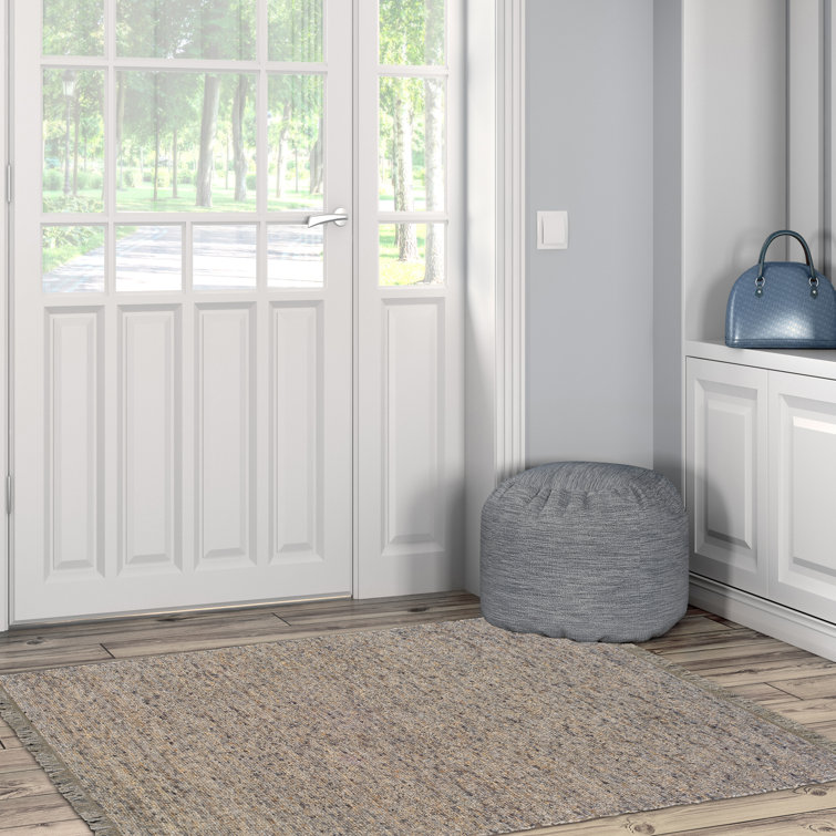 Korbin Berber Reversible Ivory and Neutral Mix Wool Area Rug with Jute Core and Jute Fringe
