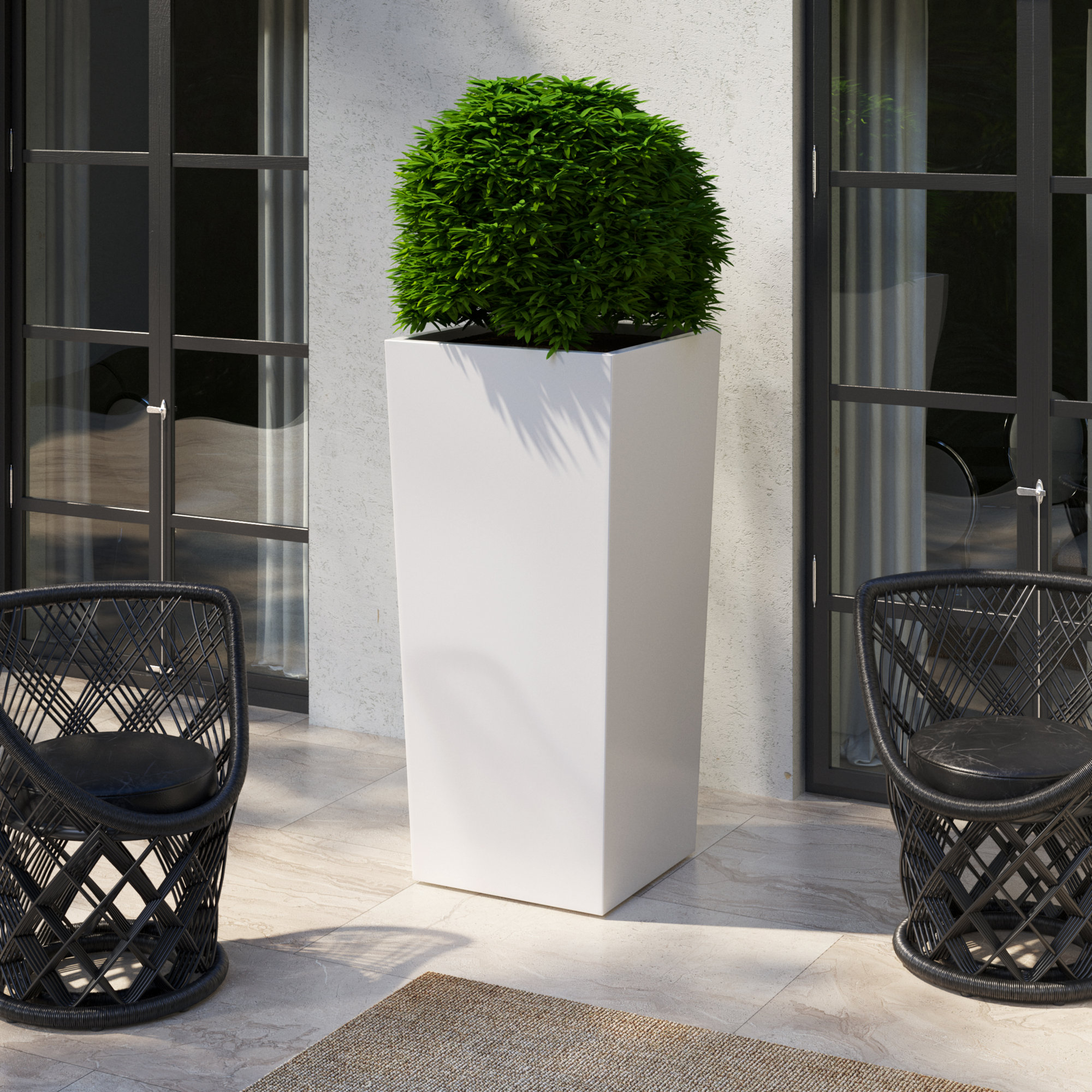 Roseline Handmade Planter Box, White, 48" H x 23" W x 23" D