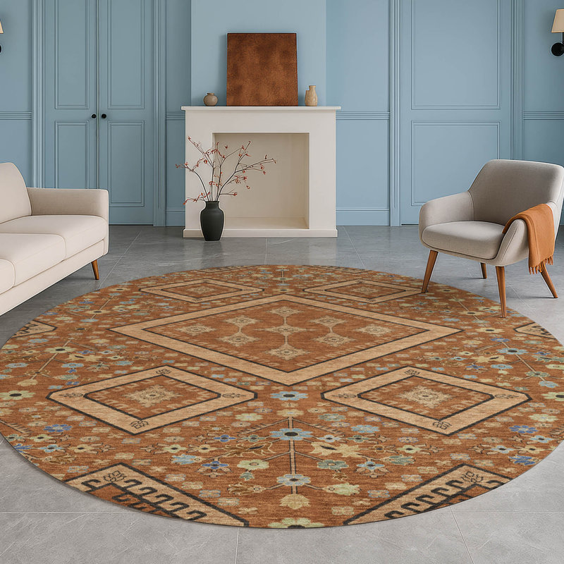 Tapis d'intérieur / extérieur lavable à la machine Chantille ACN2459, Paprika, Rond 8 pi