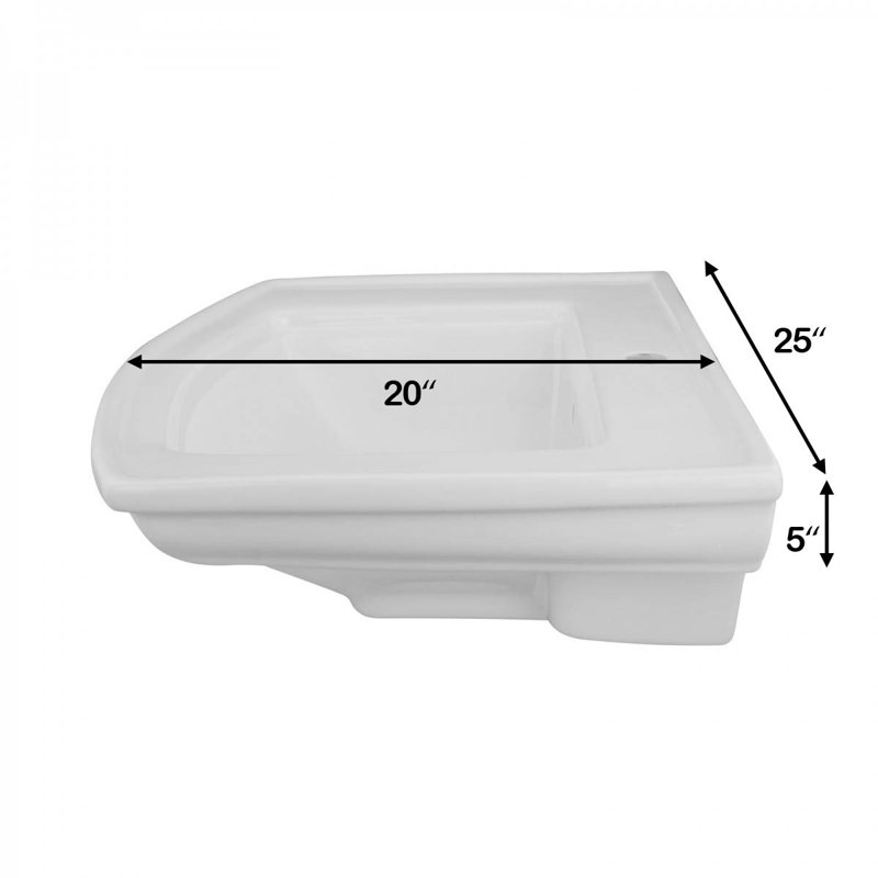 Lavabo sur pied Florence en céramique blanche robuste, design traditionnel et élégant, avec trop-plein et trou pré-percé pour robinet.