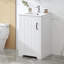 Meuble-lavabo blanc de 20 po avec lavabo, porte à fermeture douce, rangement, poignée noire, simple autoportant, moderne avec support de rangement, tablette réglable, finition peinte