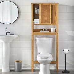 over the Toilet Storage with Basket and Drawer, Bamboo Bathroom