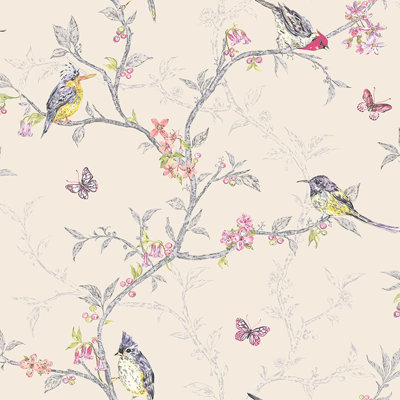 Phoebe 10m L x 53cm W Floral and Botanical Roll Wallpaper