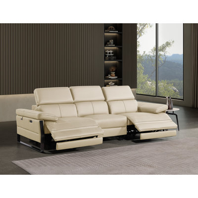 Top Grain Italian Leather Modular Power Dual Reclining Sofa With Power Headrests