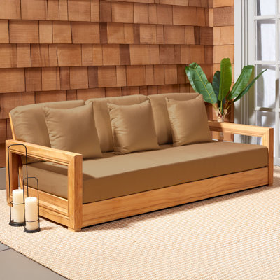 Melrose 76.55'' Teak Outdoor Patio Sofa