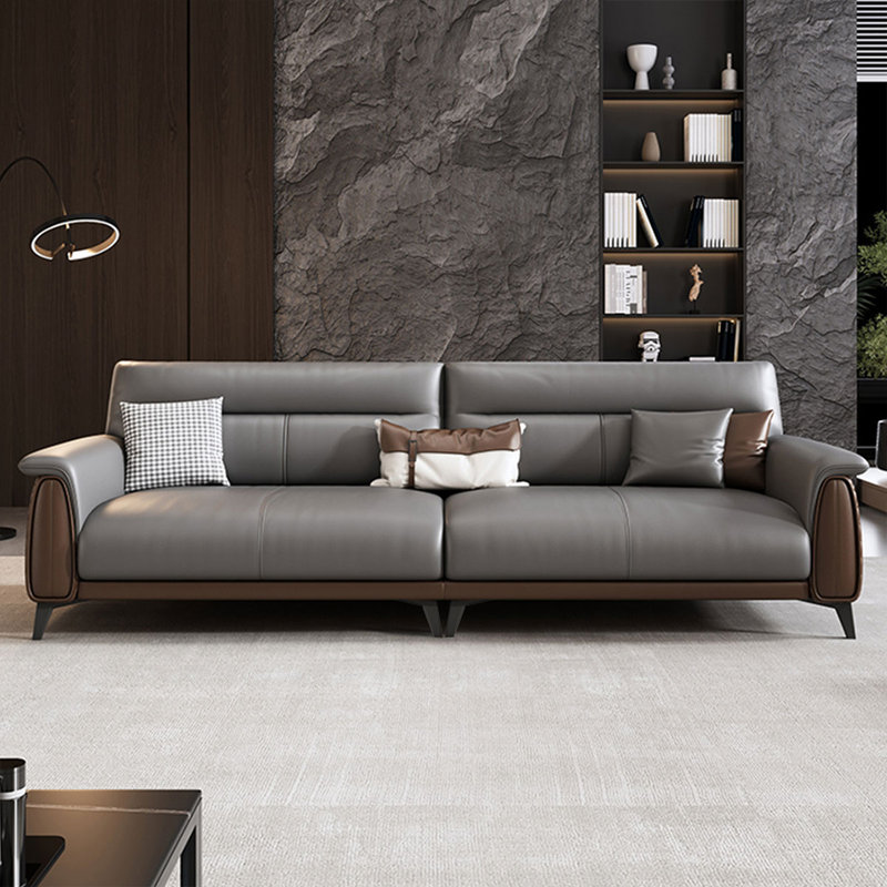 Canapé modulaire gris en similicuir