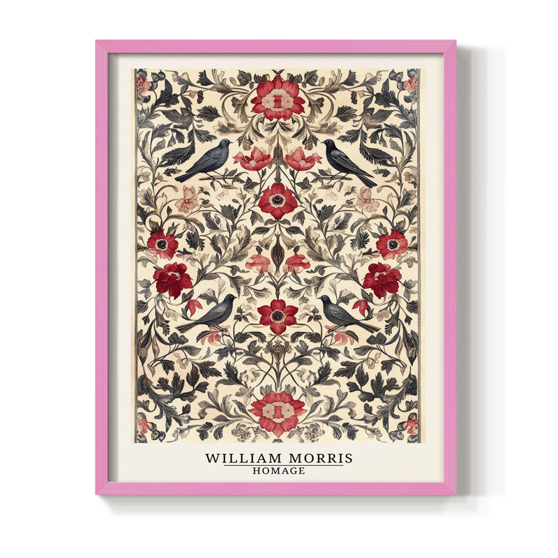 Imprimé encadré en bois massif de la série CCGLLWI de William Morris, H 21 po x l 17 po, Rose