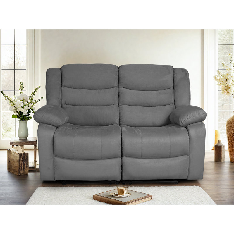 Frithiof 59"Microfiber Manual Recliner Chair Reclining Loveseat, Gray
