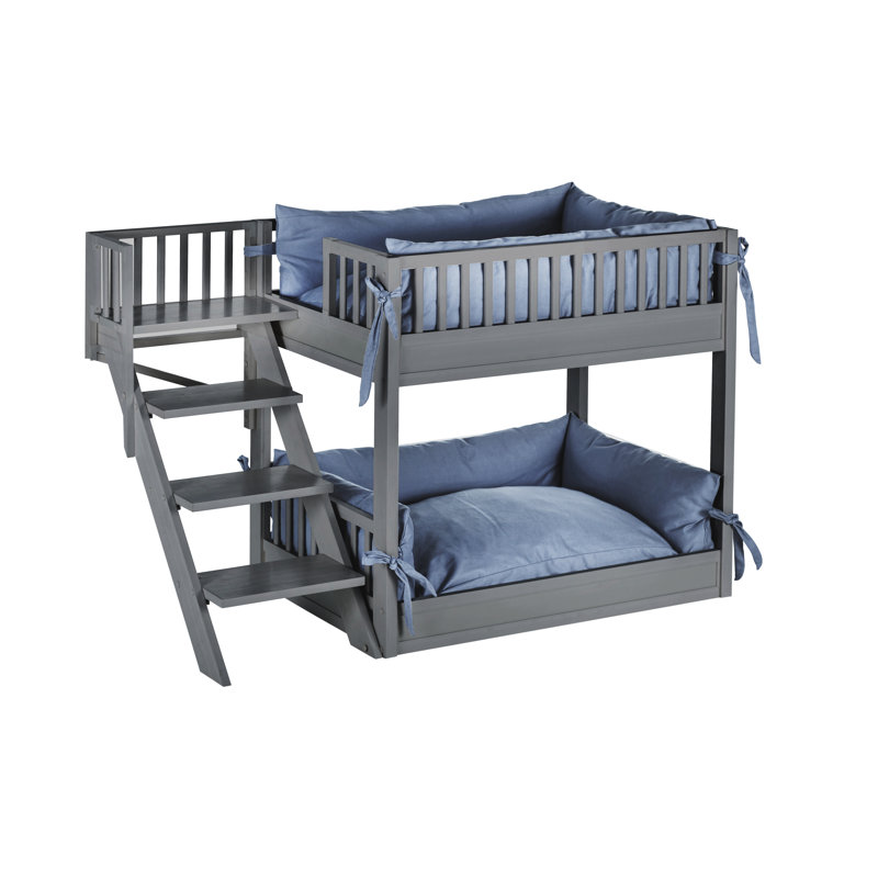 Grey ECOFLEX Orthopedic Elevated Dog Bunk Bed with Stairs