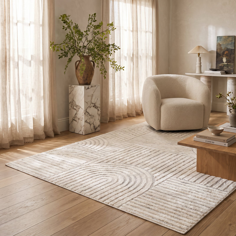 Tapis tapis d'intérieur moderne, beige crème., Rectangle 7 pi 10 po x 10 pi 10 po