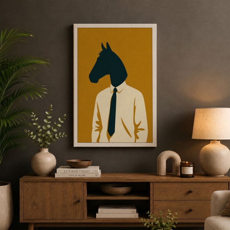 Horse Head Executive Modern - Wrapped Canvas, 18x12 - 45.7 x 30.5 cm, Sage Border