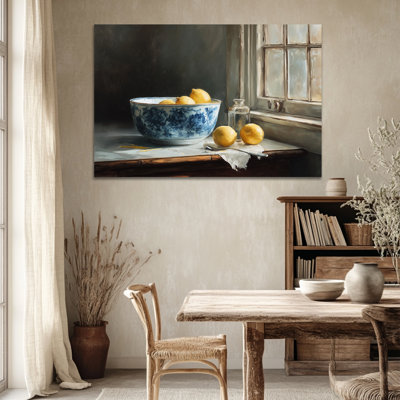 Art mural citron, art mural sur toile citron, images de citron pour la cuisine, art mural fruits rétro italien méditerranéen pour cuisine, impression d'art sur toile prête à être accrochée 28 po x 40 po