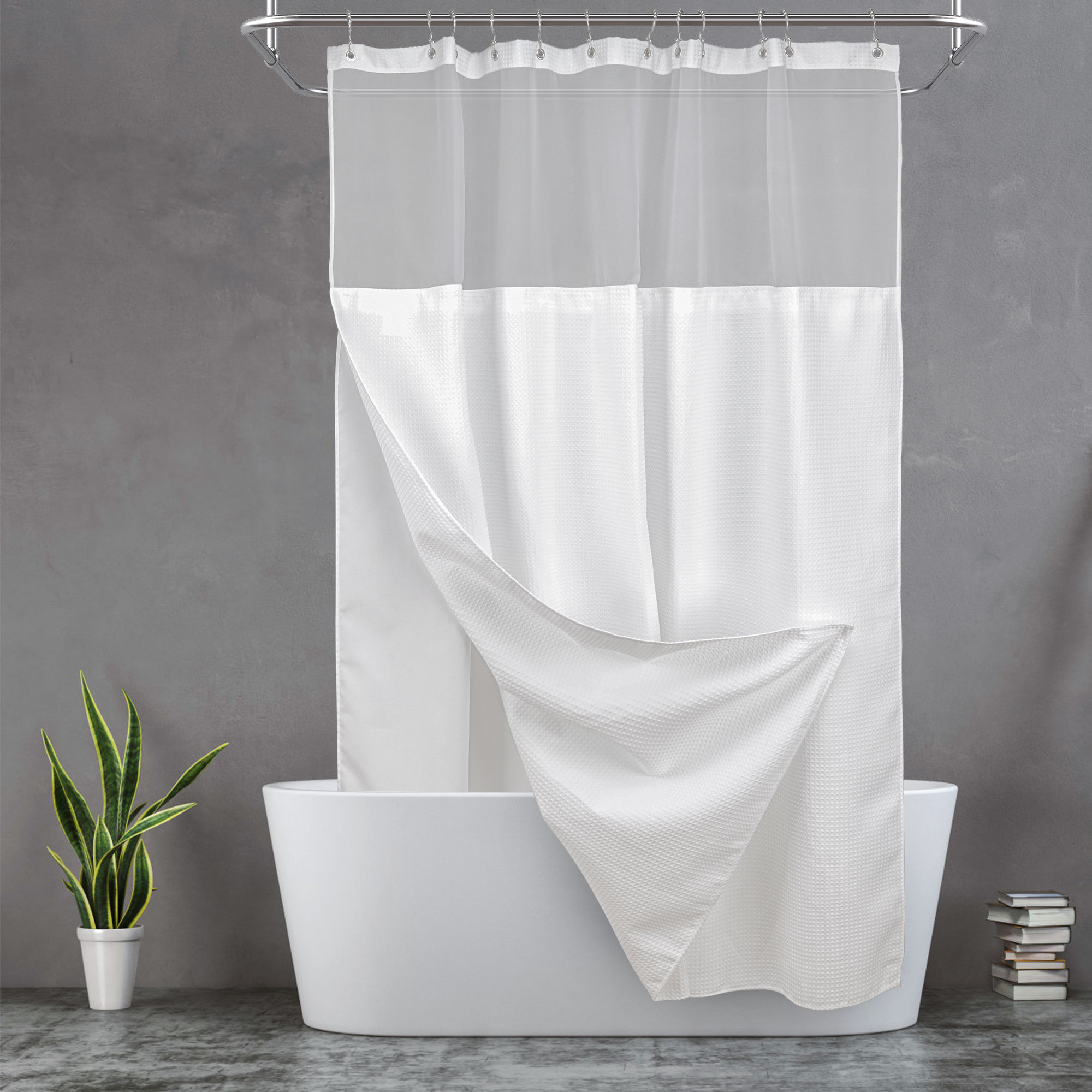 Acrylic Big Round Transparent Shower Curtain Rings Hooks, 12 Pcs