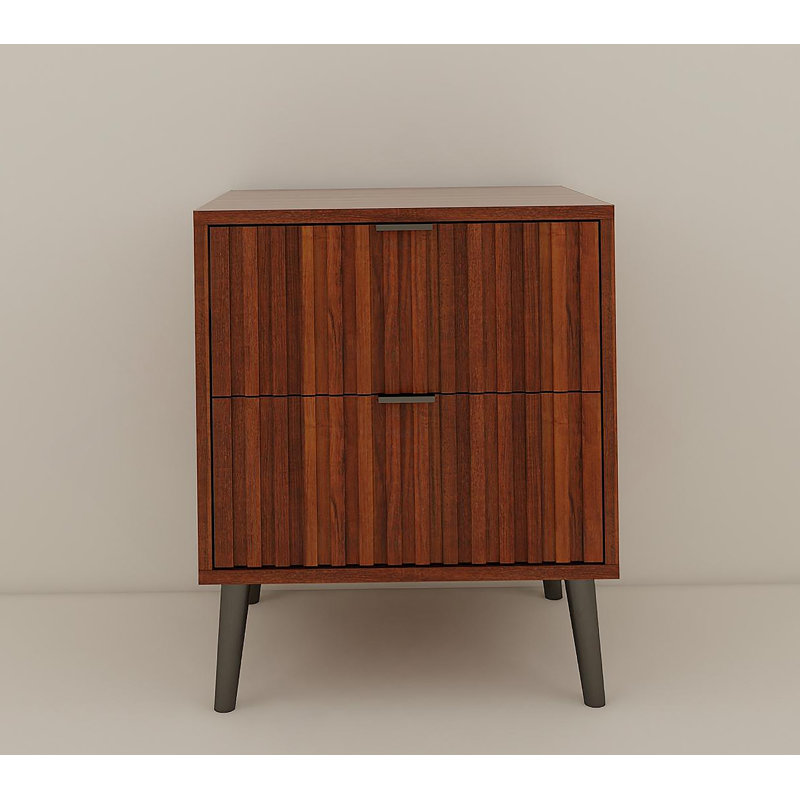 Table de chevet en bois avec 2 tiroirs