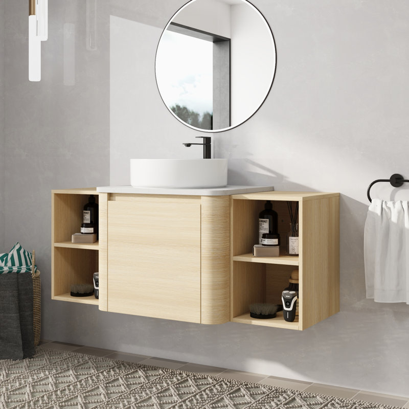 Meuble-lavabo mural simple 48 po avec lavabo en céramique, 48", Blanc