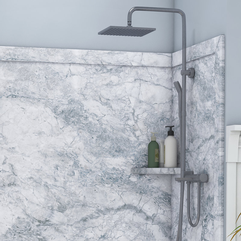 FlexStone Adaptable 60"W x 60"D x 80"H Alcove Shower Surround in Everest, Everest