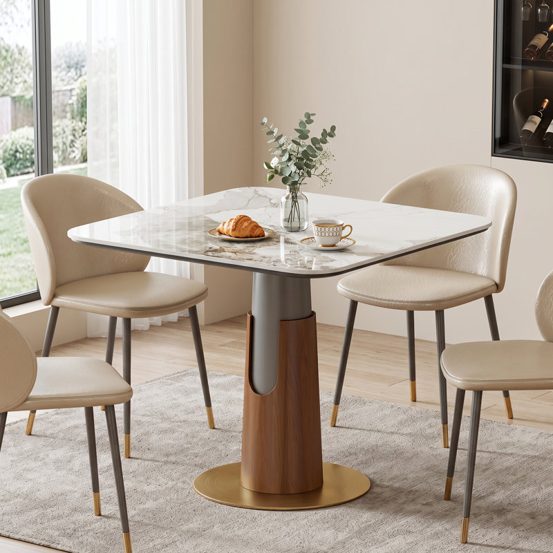 with Stainless Steel Base Dining Table