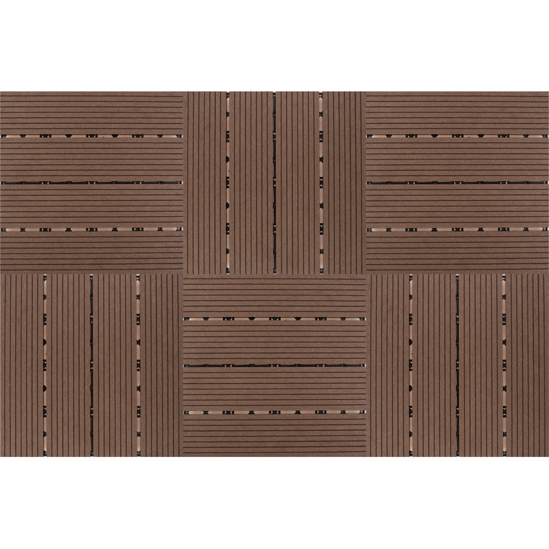 Cerisa 20cm L x 29.5cm W Plastic Interlocking Deck Tile, Brown
