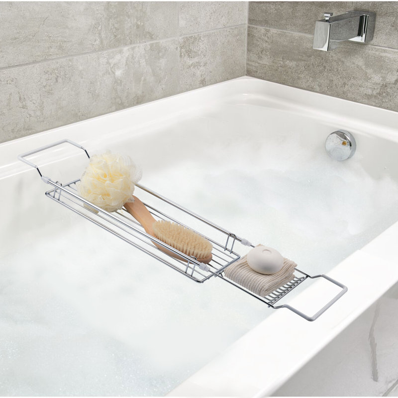 Expandable Chrome Bath Organizer Tray, Silver