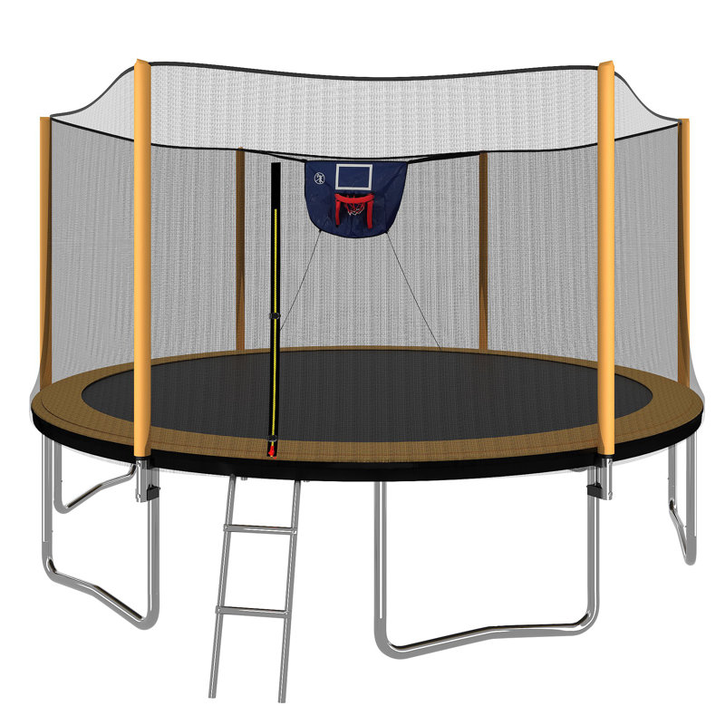 Trampoline avec gonfleur et échelle pour panier de basketball (enceinte extérieure sécuritaire)