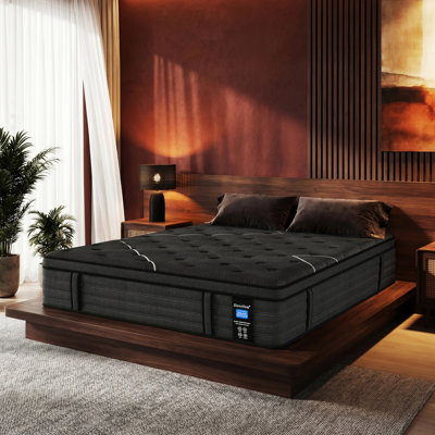 Matelas hybride ferme de 35,5 cm (14 pouces) de format California King, avec mousse à mémoire de forme infusée de gel et ressorts ensachés pour soulager les maux de dos et offrir un soutien optimal des bords.