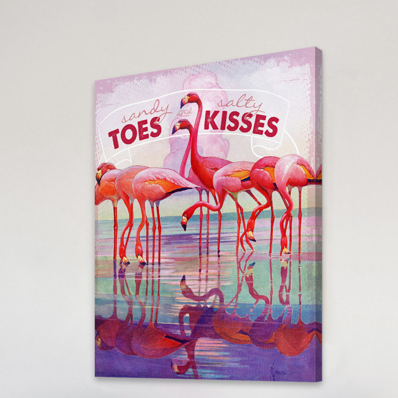 « flamant rose i », reproduction d’art sur toile tendue, H 48 po x l 40 po x P 1,5 po