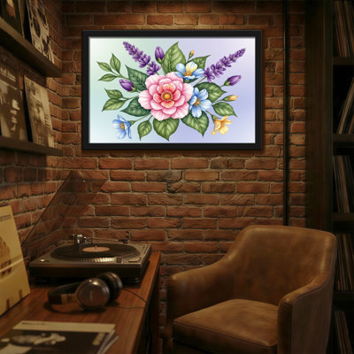 Bouquet de plantes et de fleurs avec rose rose et lavande