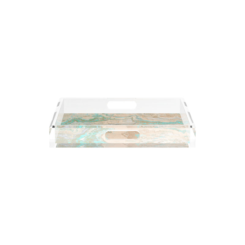 Agate Clay Acrylic Square Decorative Tray, 12"W x 12"D x 2"H