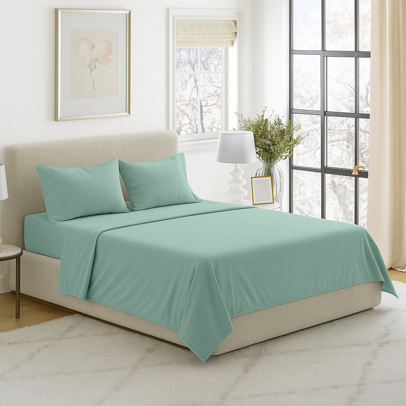 Ensemble de draps en microfibre brossée Series 1200, Ensemble de draps pour grand lit + un drap-housse , Sauge