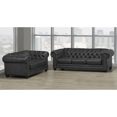 Ornellas 2 Piece Genuine Leather Living Room Set