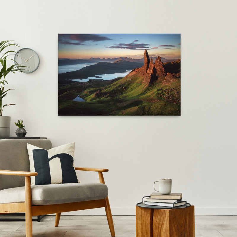 Art contemporain contemporain, paysage de montagne abstrait, H 24 po x l 36 po