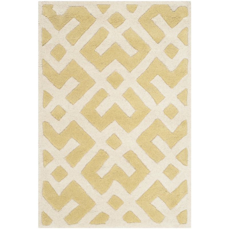 Teresita Hand Tufted Wool Geometric Rug, Rectangle 4' x 6'