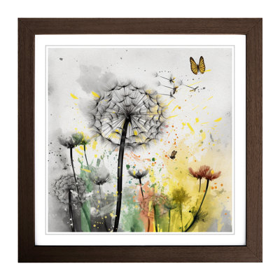 Dandelion Splatter Art - Framed Print