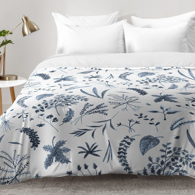 Ensemble d'édredon prairie sauvage, Édredon double / grand + 2 taies décoratives sta, Bleu