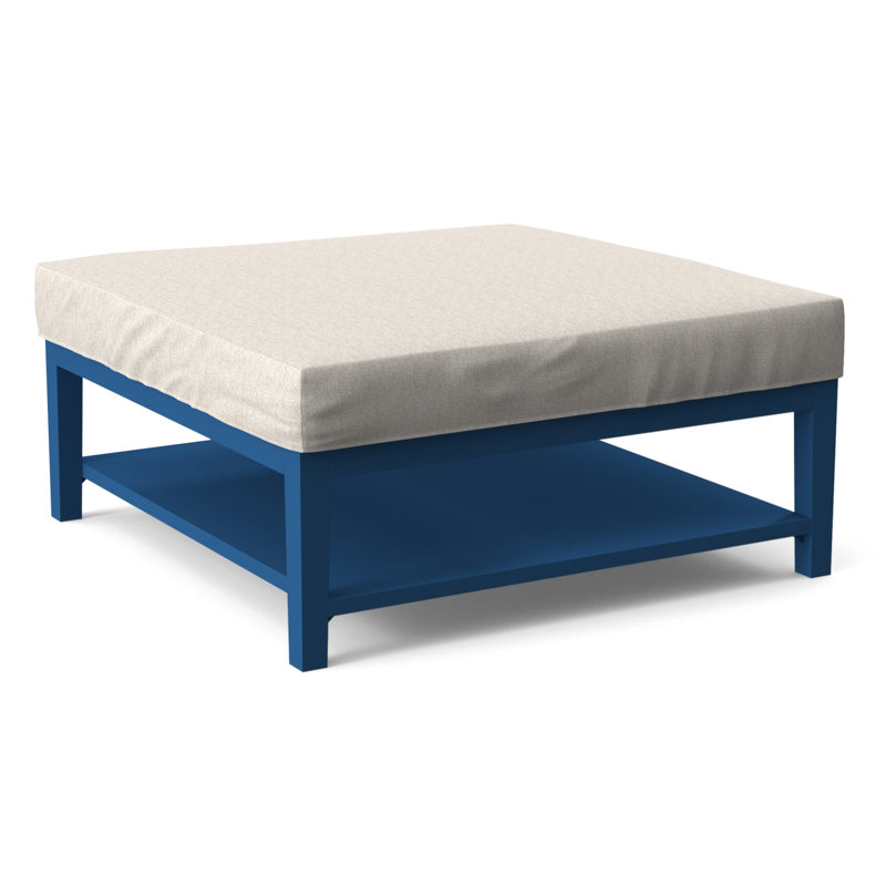 Hammond Square Ottoman, Snow Crypton Performance; 0884-91, Frost White Finish