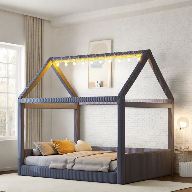Upholstered Daybed With Led Light Strips, Gray
