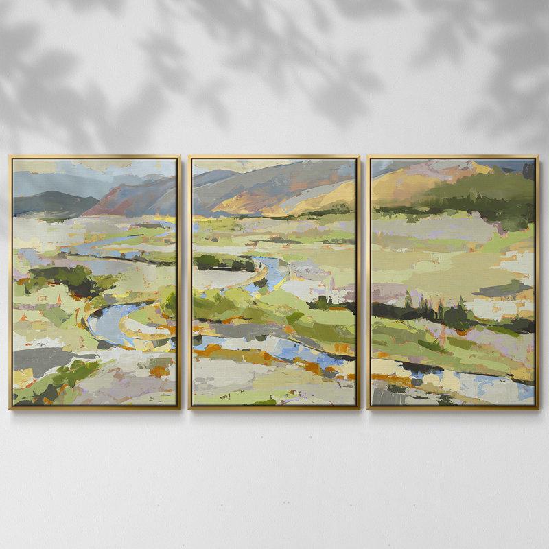 «Mile Ten», reproduction sur toile 3 pièces, Encadrement doré, H 24 po x l 48 po x P 2 po