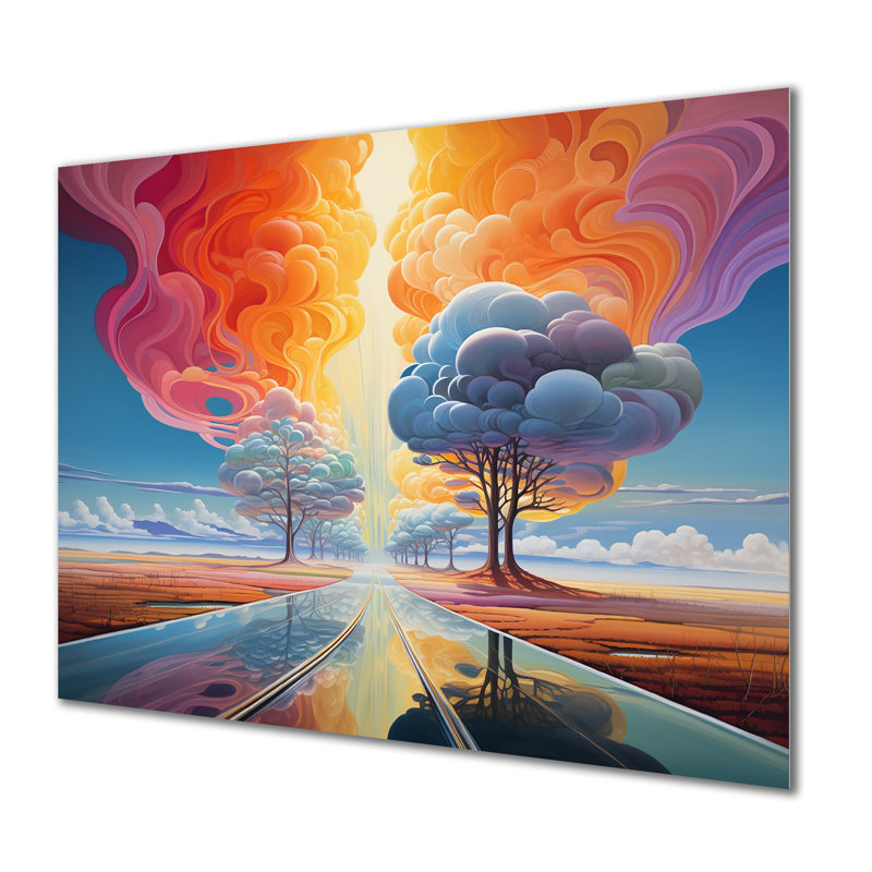 Arbre champêtre éthéré champêtre - paysage abstrait, art mural, Metal, 12" H x 20" W