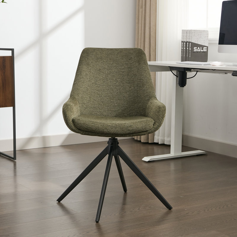 Chaise de bureau en lin Loklun, Vert foncé
